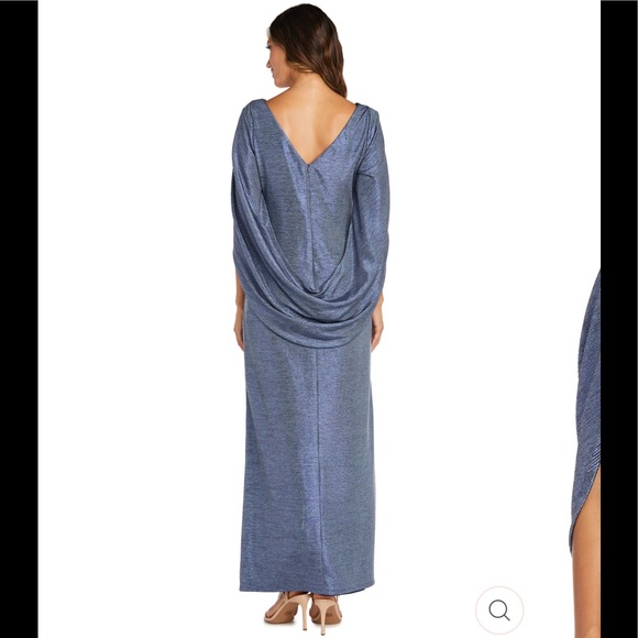 NWT,R&M Richards
Petite Long Dress with Back Drape Sleeves,slate (blue) - Picture 2 of 3